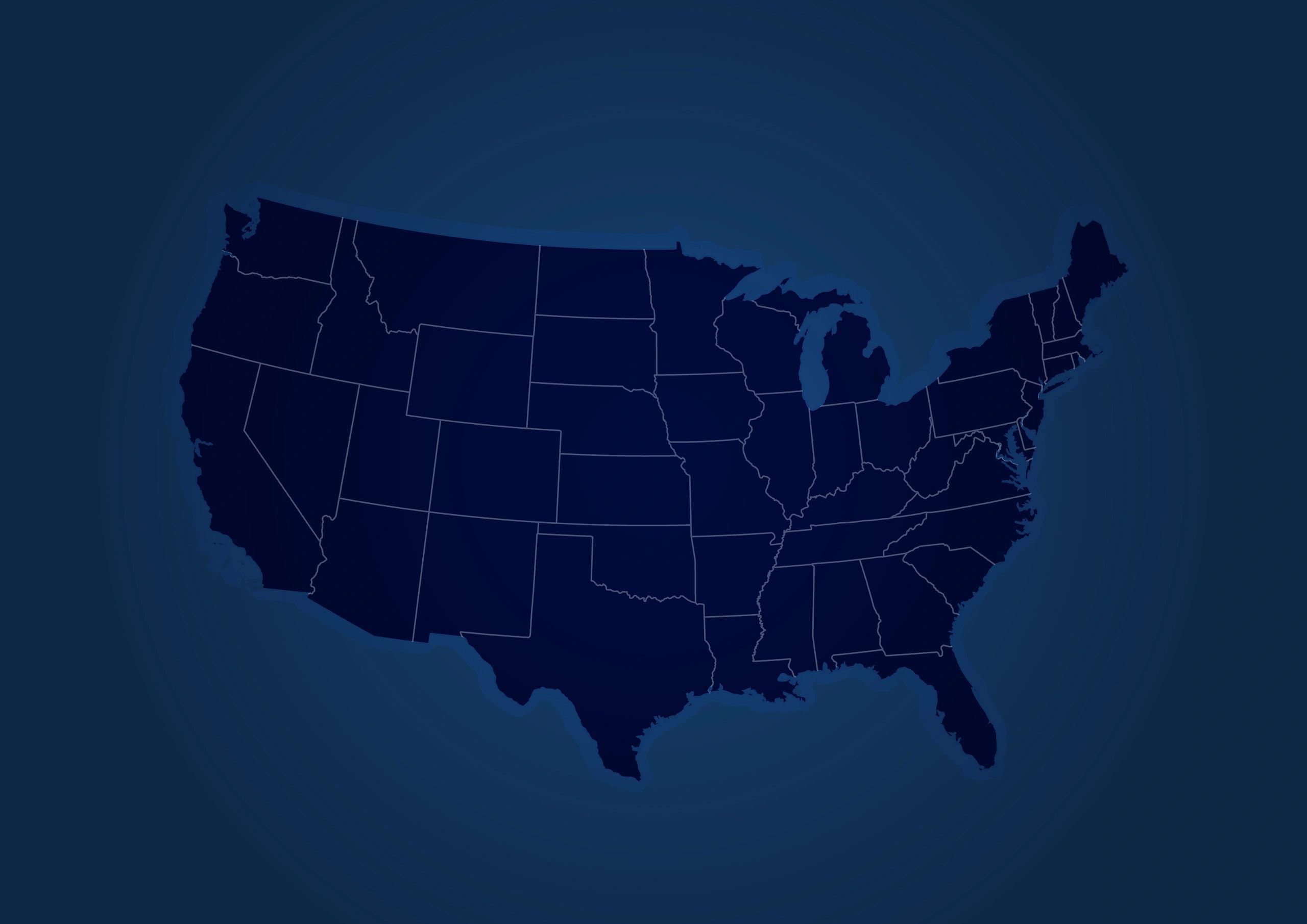 Map of the United States highlighting nationwide service across the lower 48, based in San Bernardino, California